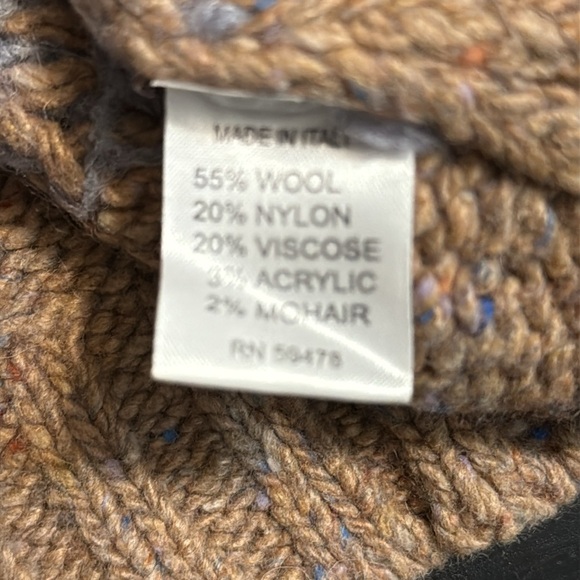 Anthropologie Elsamanda Tan and Light Blue Patterned Women's wool blend Sweater - Picture 5 of 6